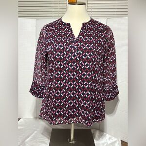 Charter Club XXL Geometric Patterned Top Navy blue pink red whale ye 28”L 24”p2p